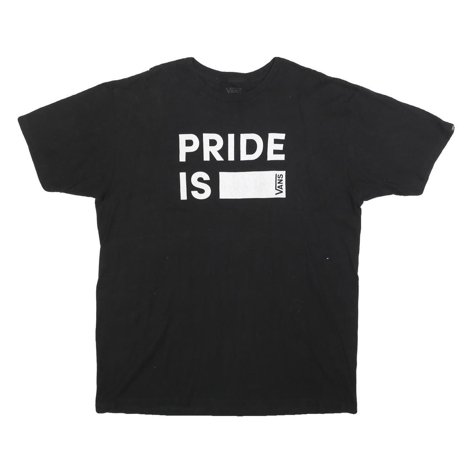 VANS Mens Black Pride Is Graphic T-Shirt L Short Sleeve Crew Neck Cotton Blend