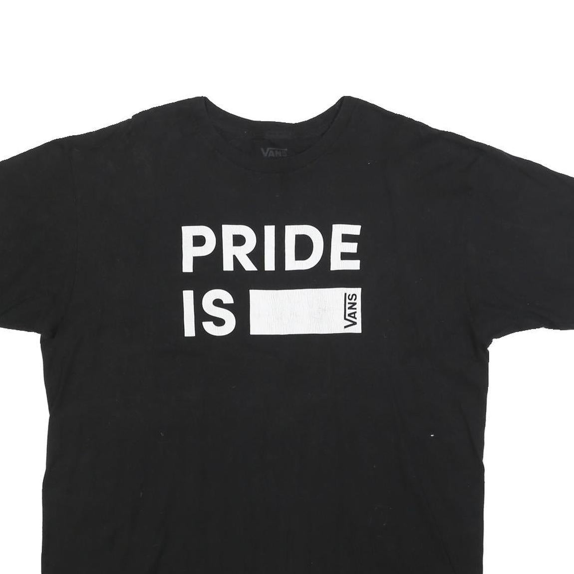 VANS Mens Black Pride Is Graphic T-Shirt L Short Sleeve Crew Neck Cotton Blend