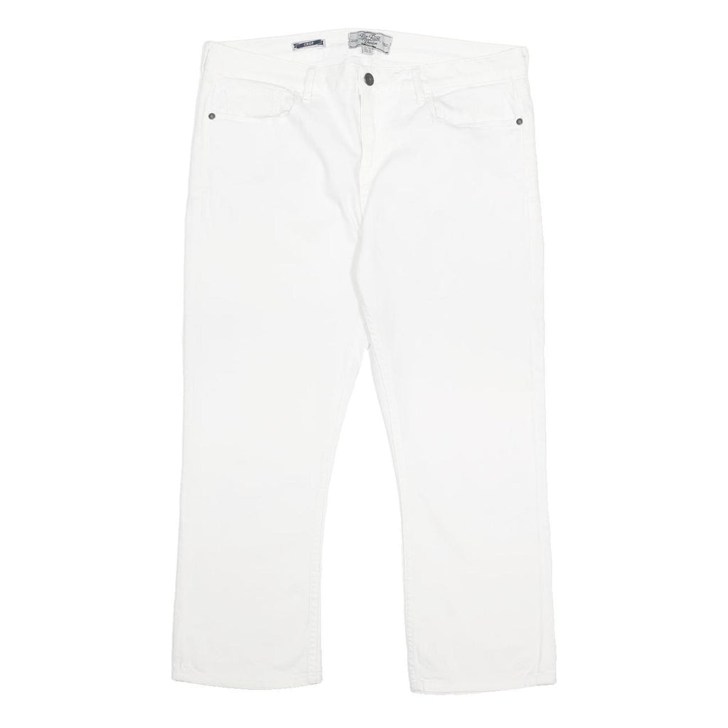 FAT FACE Womens White Regular Fit Straight Denim Jeans Cotton Blend W33 L23 Zip