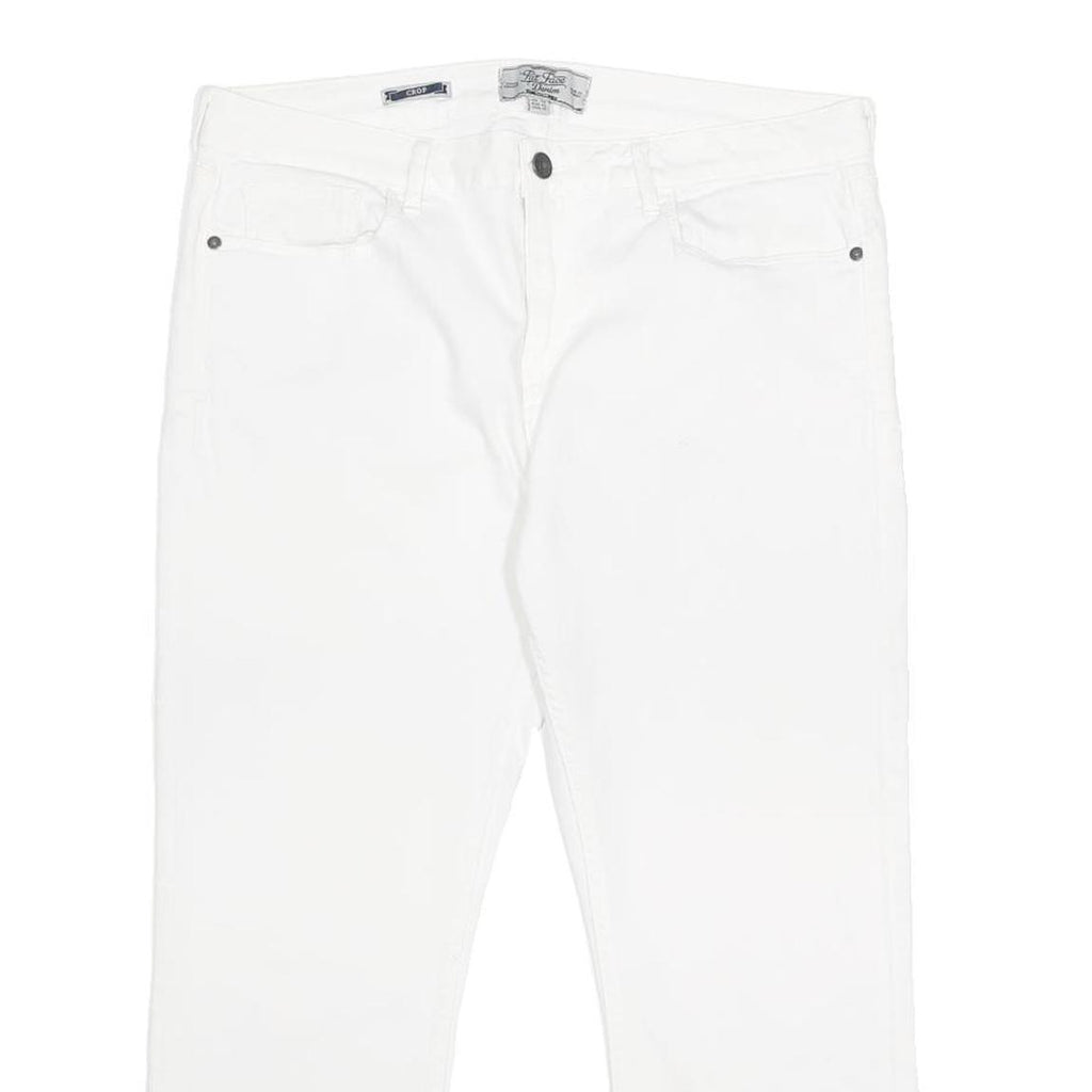 FAT FACE Womens White Regular Fit Straight Denim Jeans Cotton Blend W33 L23 Zip