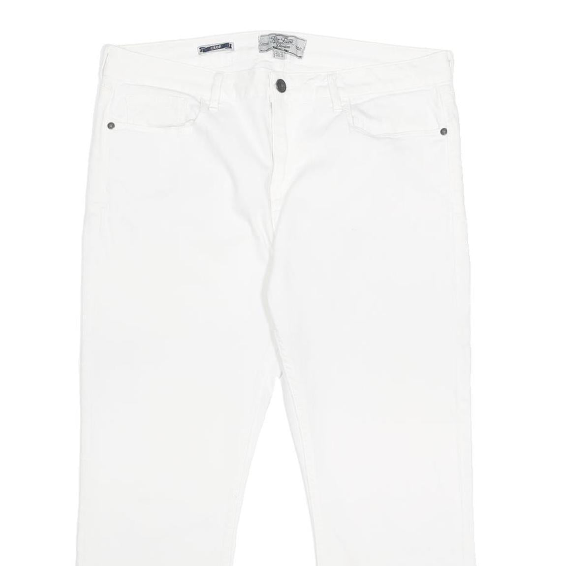 FAT FACE Womens White Regular Fit Straight Denim Jeans Cotton Blend W33 L23 Zip