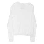SUPERDRY Womens White Plain Cotton Jumper Crew Neck Basic Knit S Casual Layer