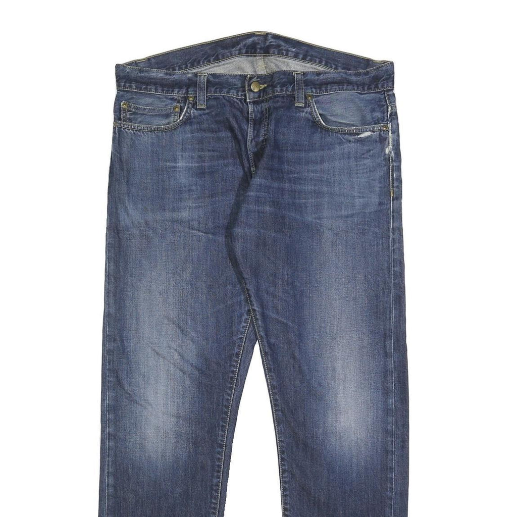 CARHARTT Mens Slim Blue Denim Slim Jeans W34 L32 Classic Button Closure