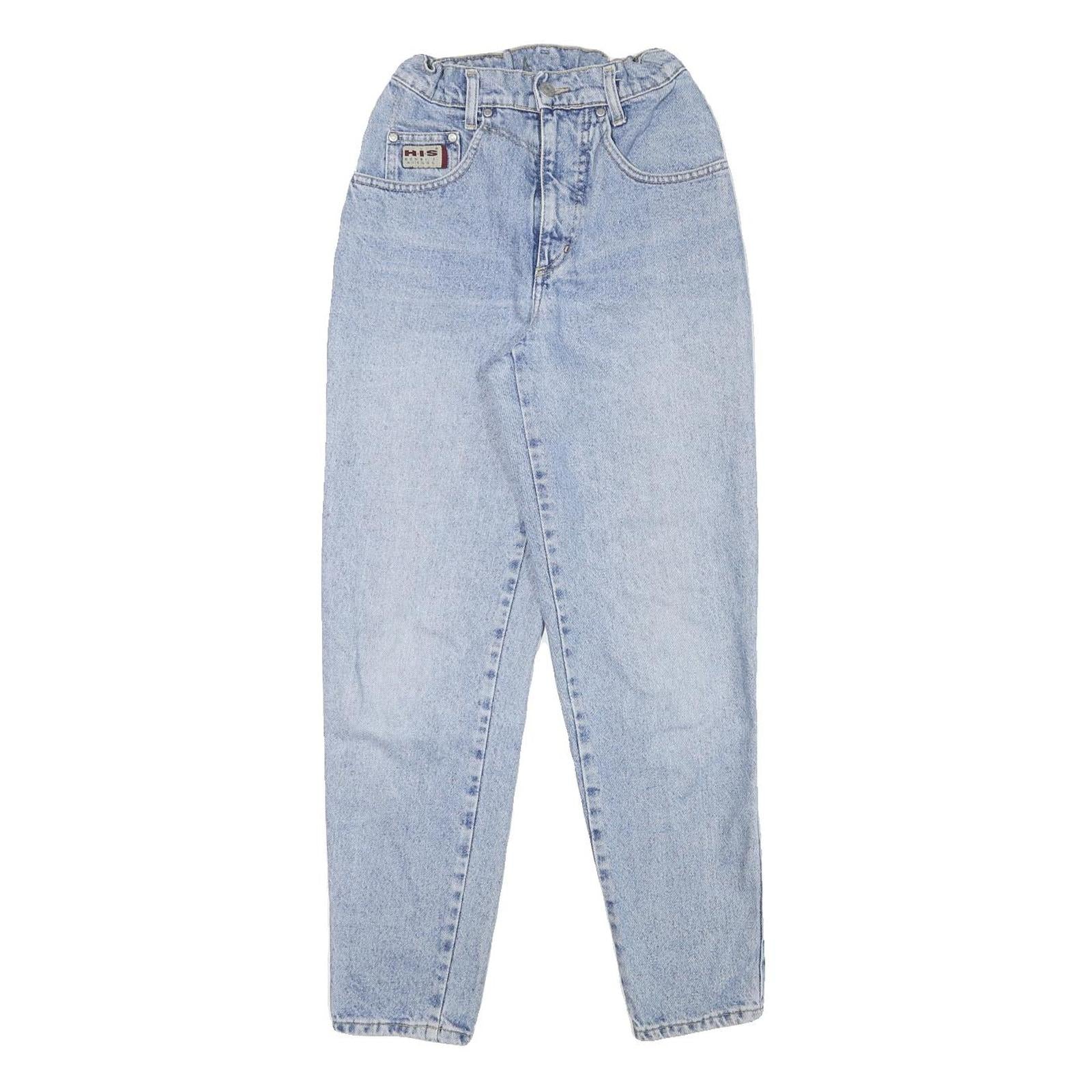 HIS Womens Slim Light Blue Denim Jeans W22 L28 Cotton Blend Zip Pocket