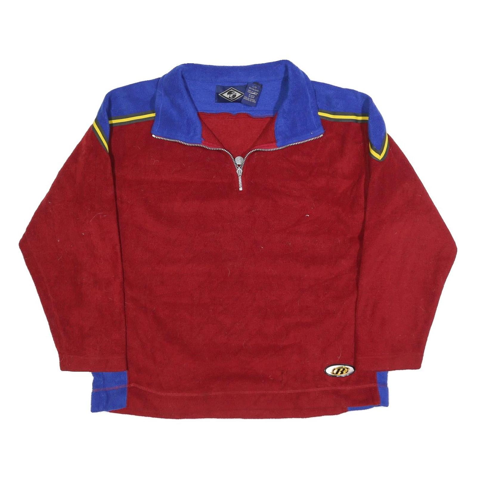 R2 Mens Red & Blue Patterned Pullover Jumper Crew Neck Polyester Blend L Casual