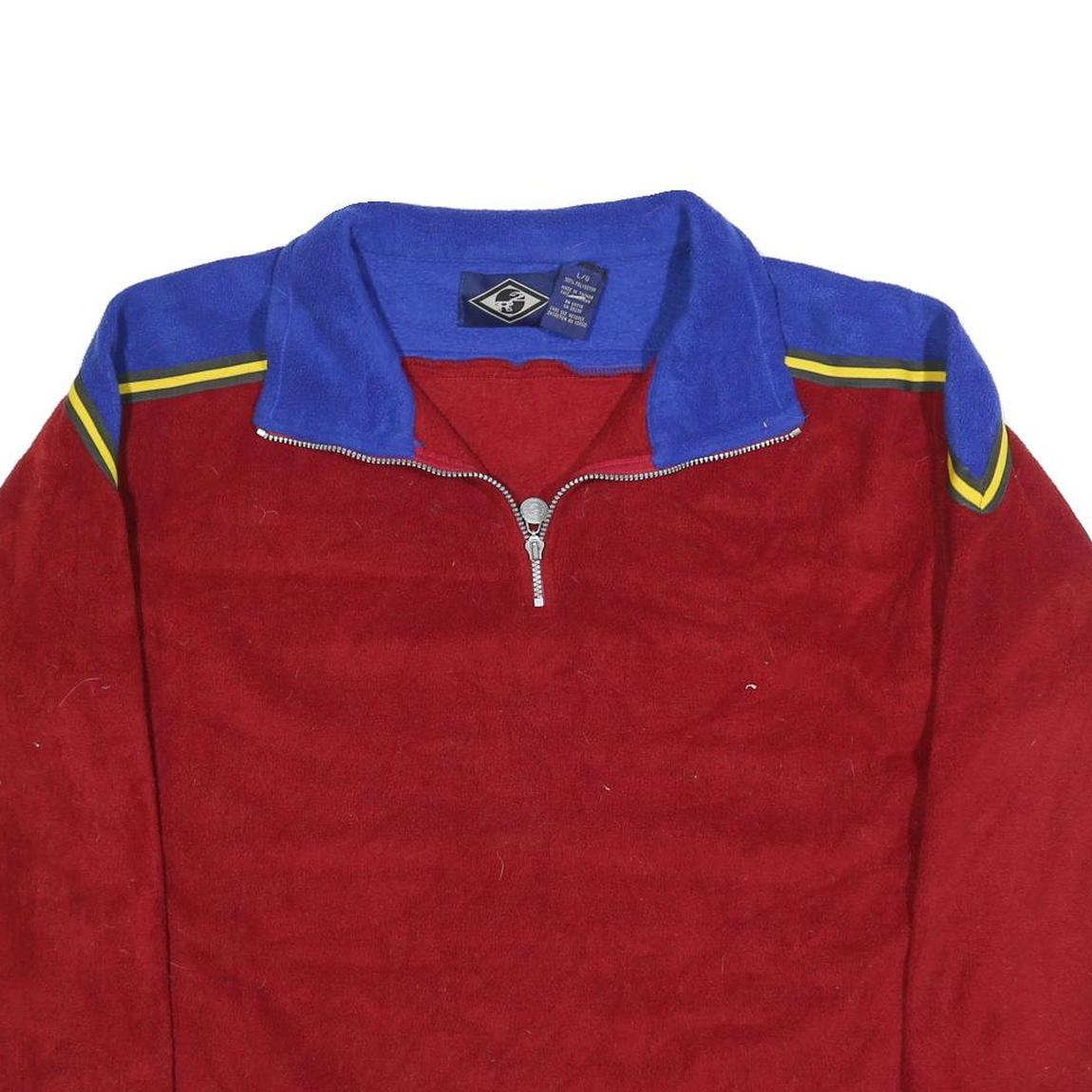 R2 Mens Red & Blue Patterned Pullover Jumper Crew Neck Polyester Blend L Casual