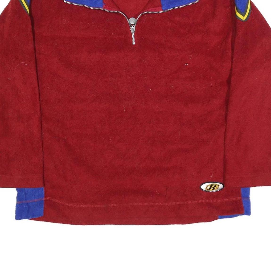 R2 Mens Red & Blue Patterned Pullover Jumper Crew Neck Polyester Blend L Casual