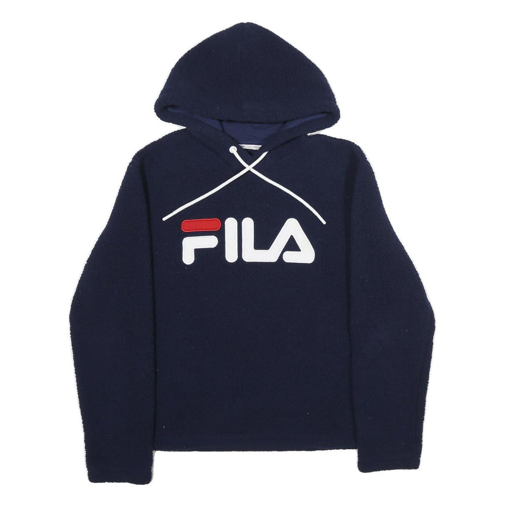 FILA Womens Navy Hoodie L Polyester Pullover Logo Casual Sweater
