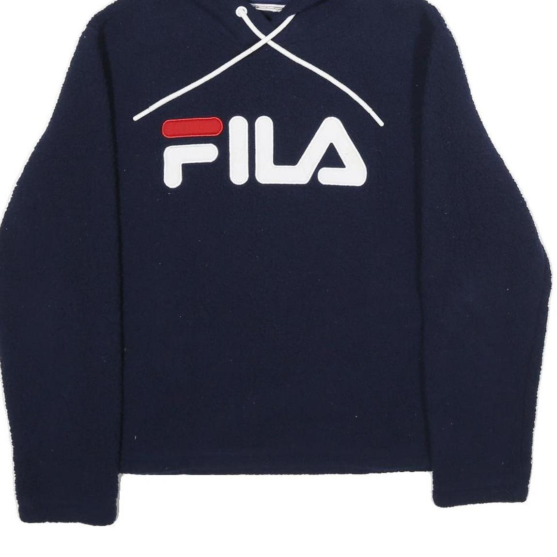 FILA Womens Navy Hoodie L Polyester Pullover Logo Casual Sweater