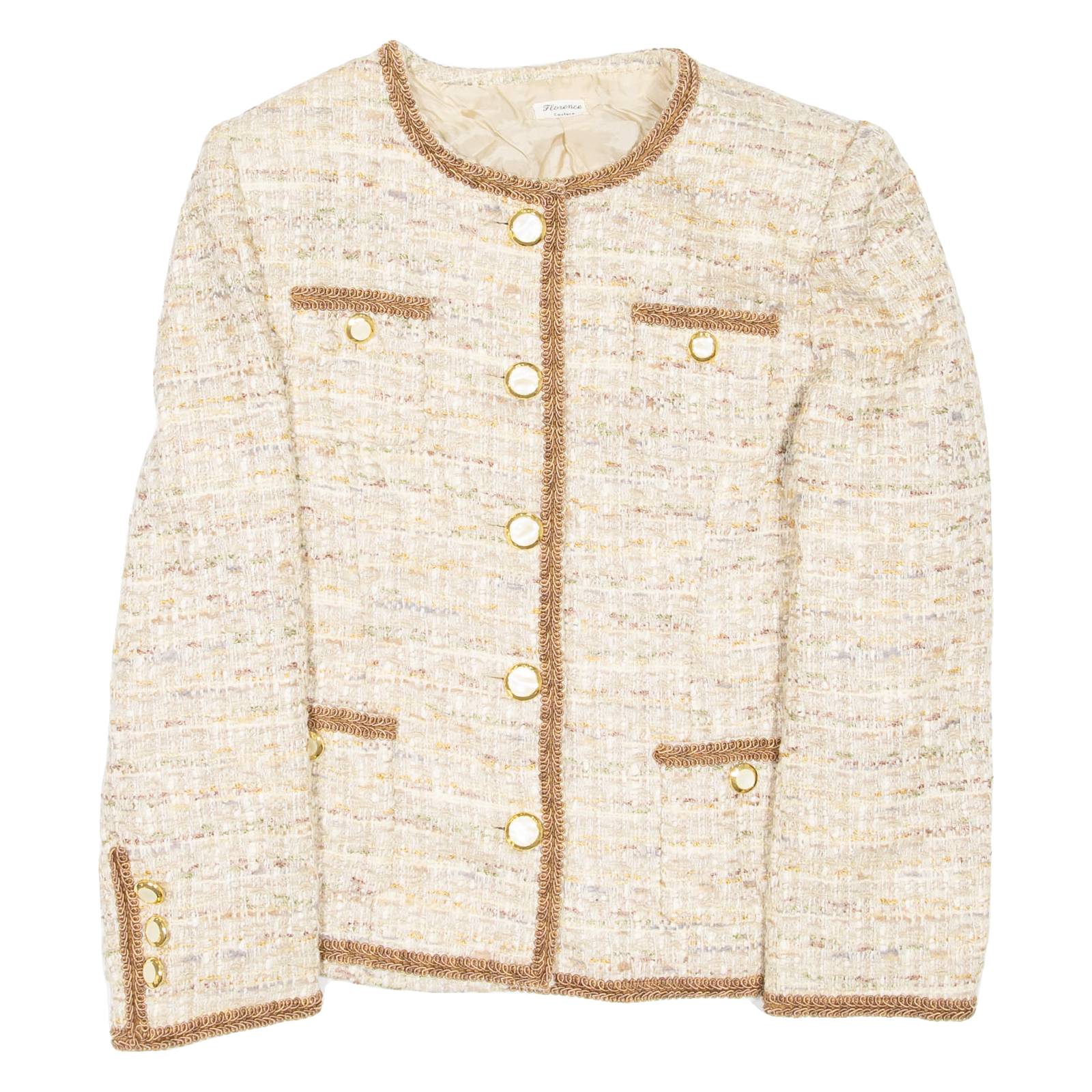 FLORENCE COUTURE Womens Blazer Coat Beige M