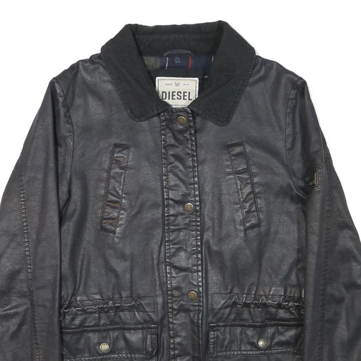 DIESEL Womens Black Zip Jacket S Polyester Blend Casual Outerwear