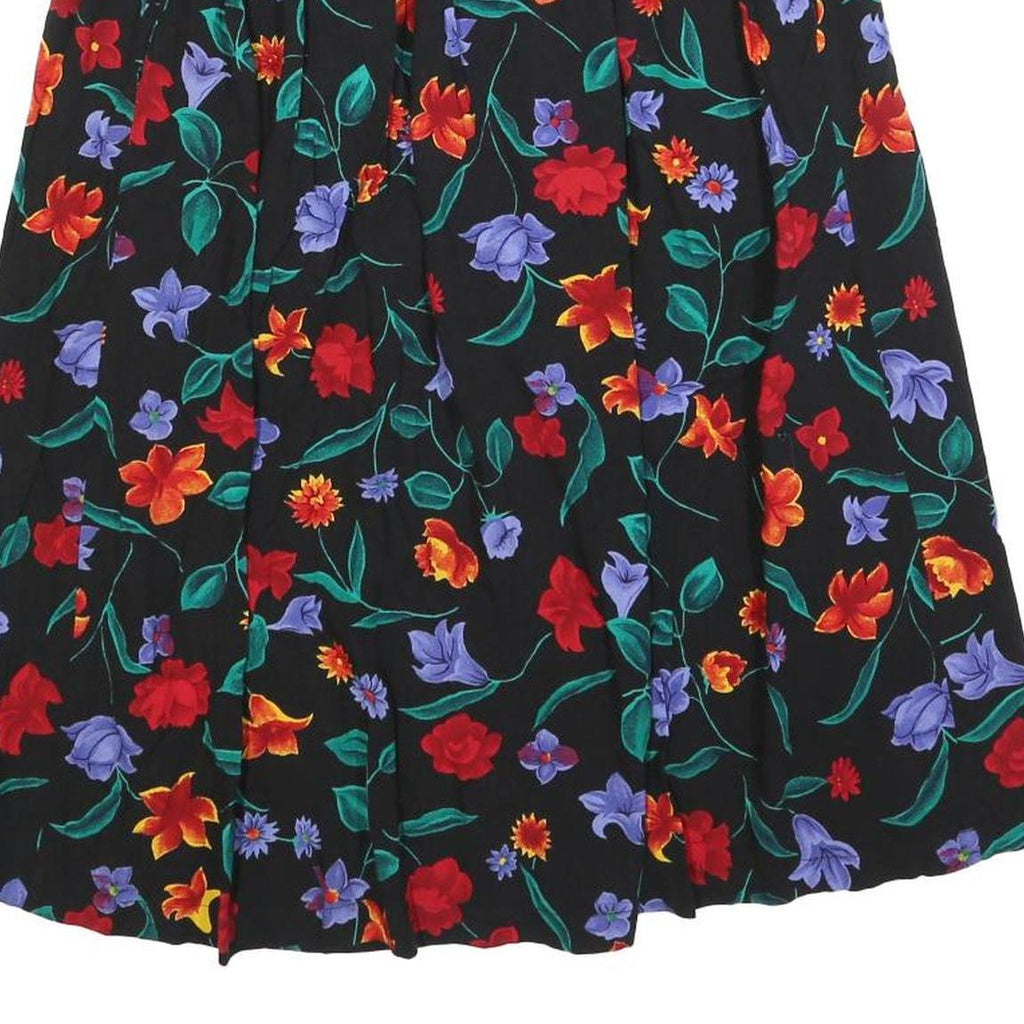 SAG HARBOR Womens Black Floral Print Midi Skirt Polyester Blend S Elegant