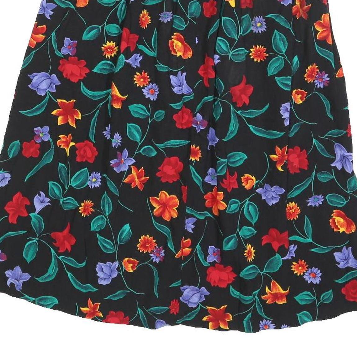 SAG HARBOR Womens Black Floral Print Midi Skirt Polyester Blend S Elegant