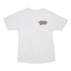 Mens White Racing Graphic T-Shirt S Short Sleeve Crew Neck Vintage Cotton Blend
