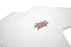 Mens White Racing Graphic T-Shirt S Short Sleeve Crew Neck Vintage Cotton Blend