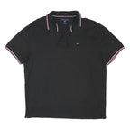 TOMMY HILFIGER Mens Black Polo Shirt 2XL Cotton Blend Classic Fit Short Sleeve