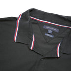 TOMMY HILFIGER Mens Black Polo Shirt 2XL Cotton Blend Classic Fit Short Sleeve