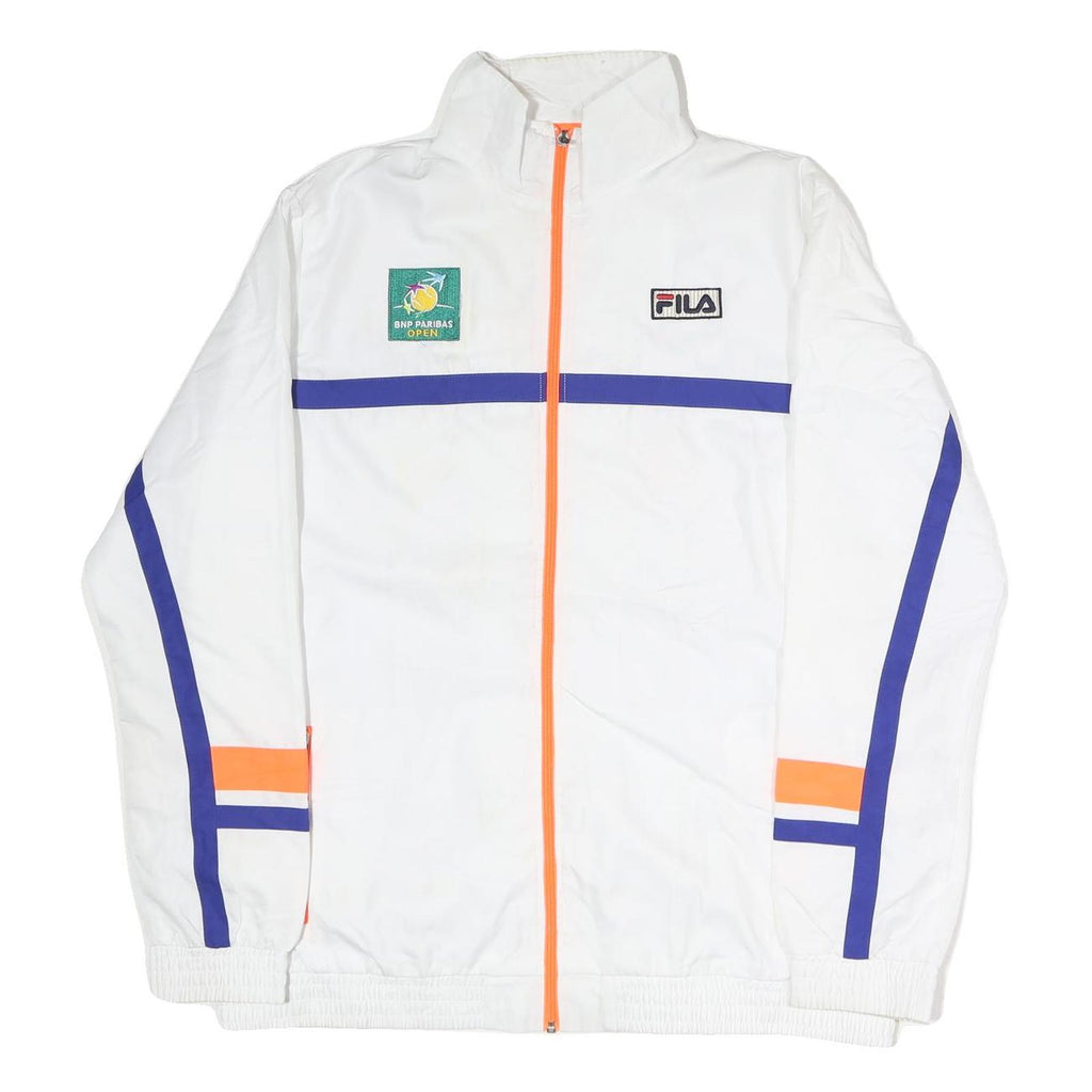 FILA Mens White Blue & Orange Tennis Jacket 2XL Polyester Zip Sports