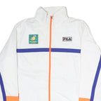 FILA Mens White Blue & Orange Tennis Jacket 2XL Polyester Zip Sports