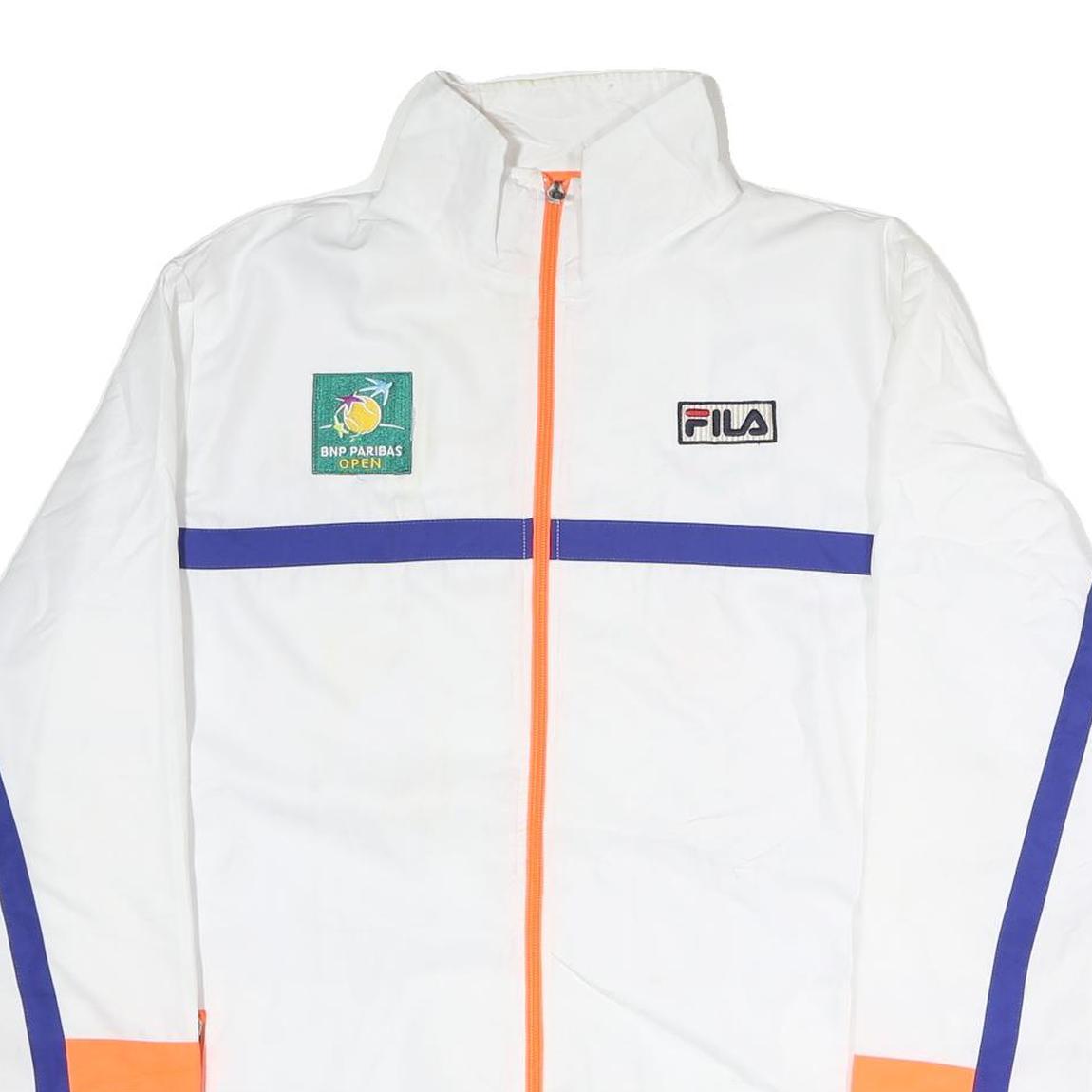 FILA Mens White Blue & Orange Tennis Jacket 2XL Polyester Zip Sports