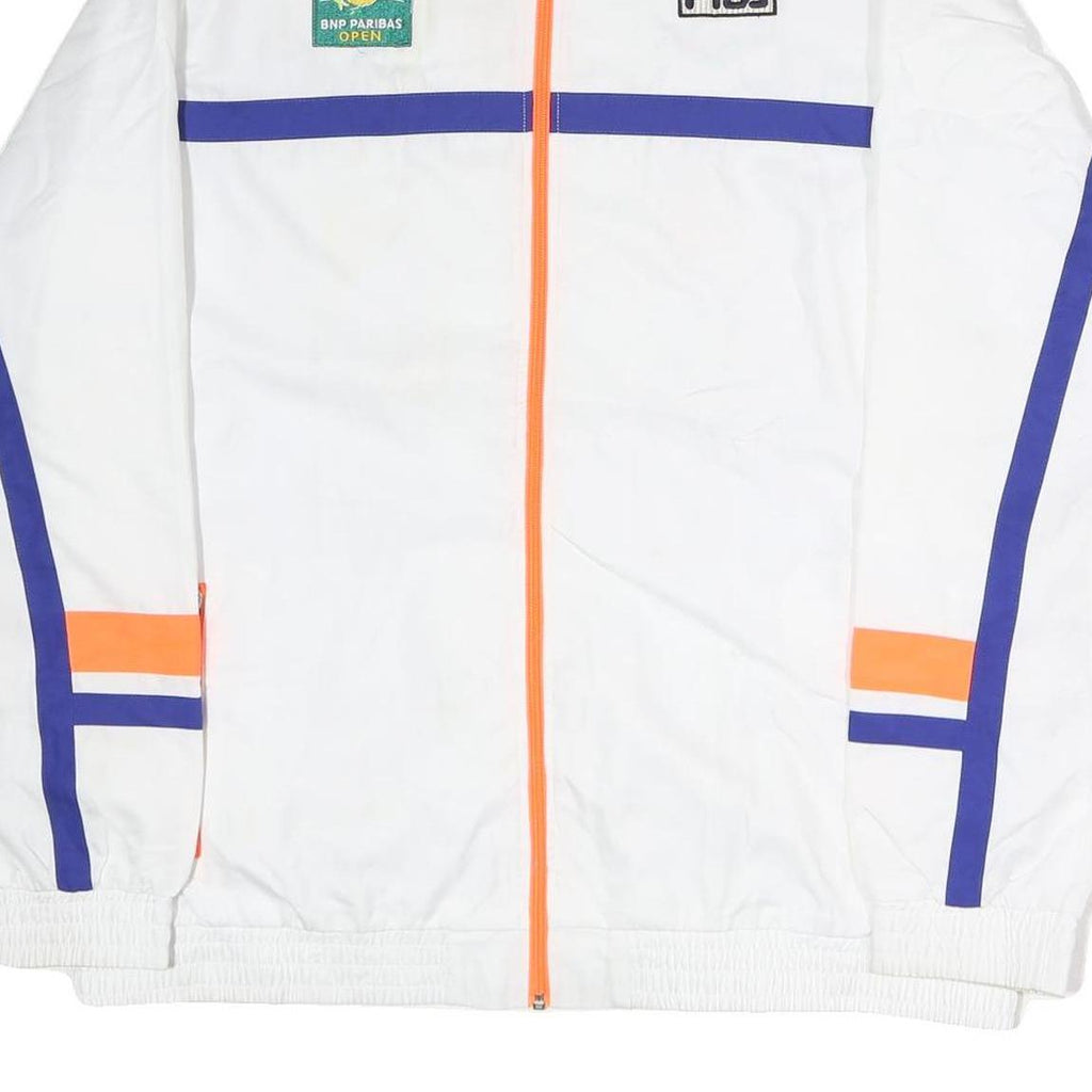 FILA Mens White Blue & Orange Tennis Jacket 2XL Polyester Zip Sports