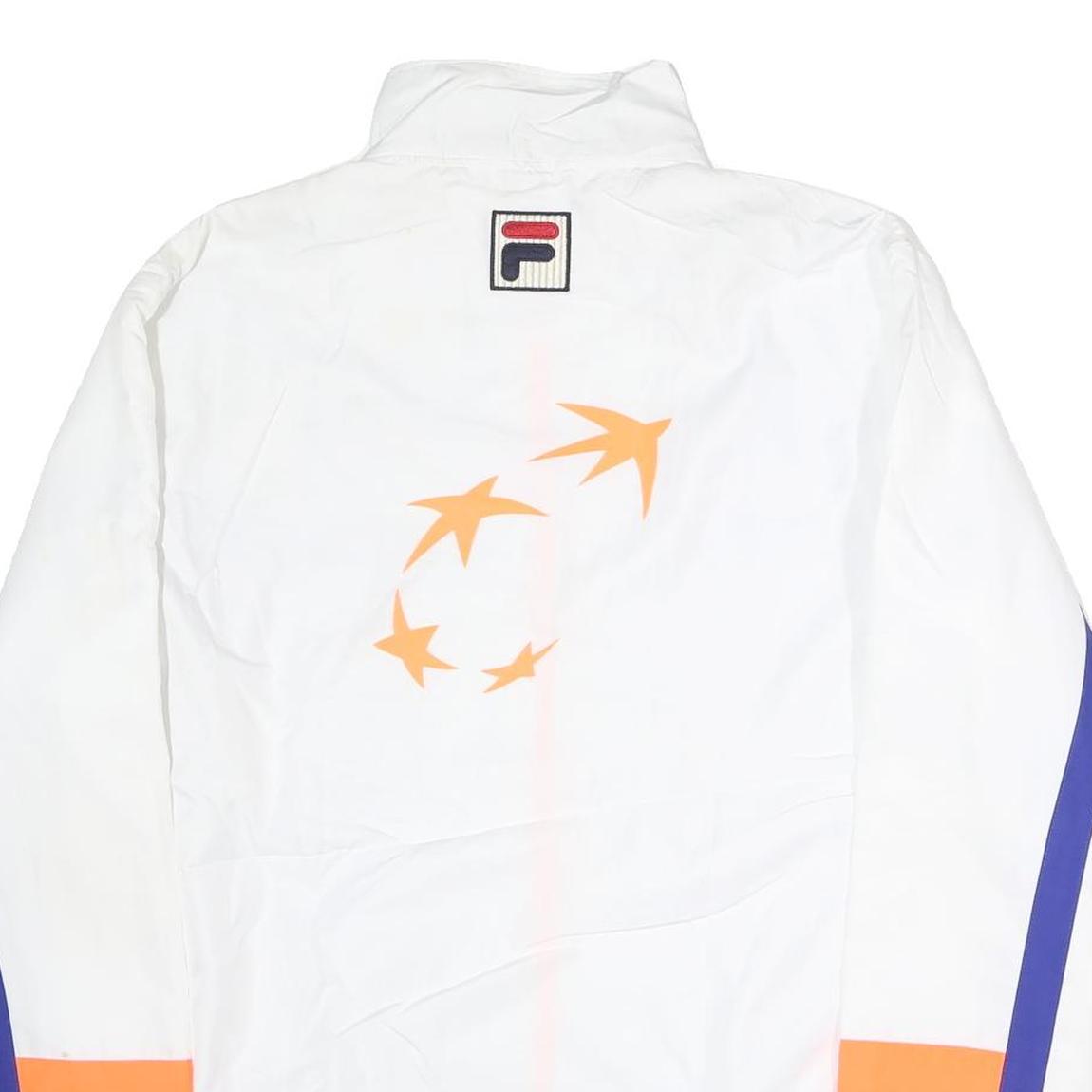 FILA Mens White Blue & Orange Tennis Jacket 2XL Polyester Zip Sports