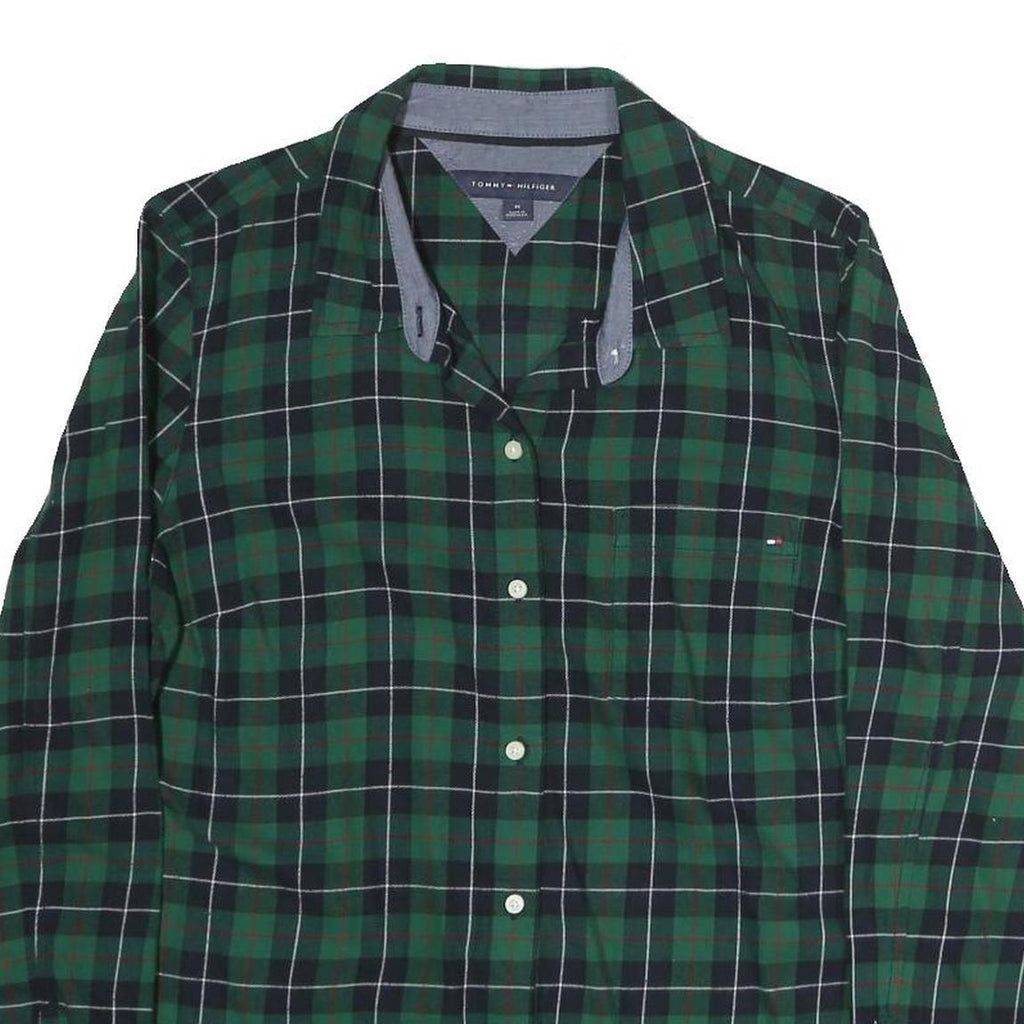 TOMMY HILFIGER Mens Green & Navy Check Shirt M Classic Button Shirt