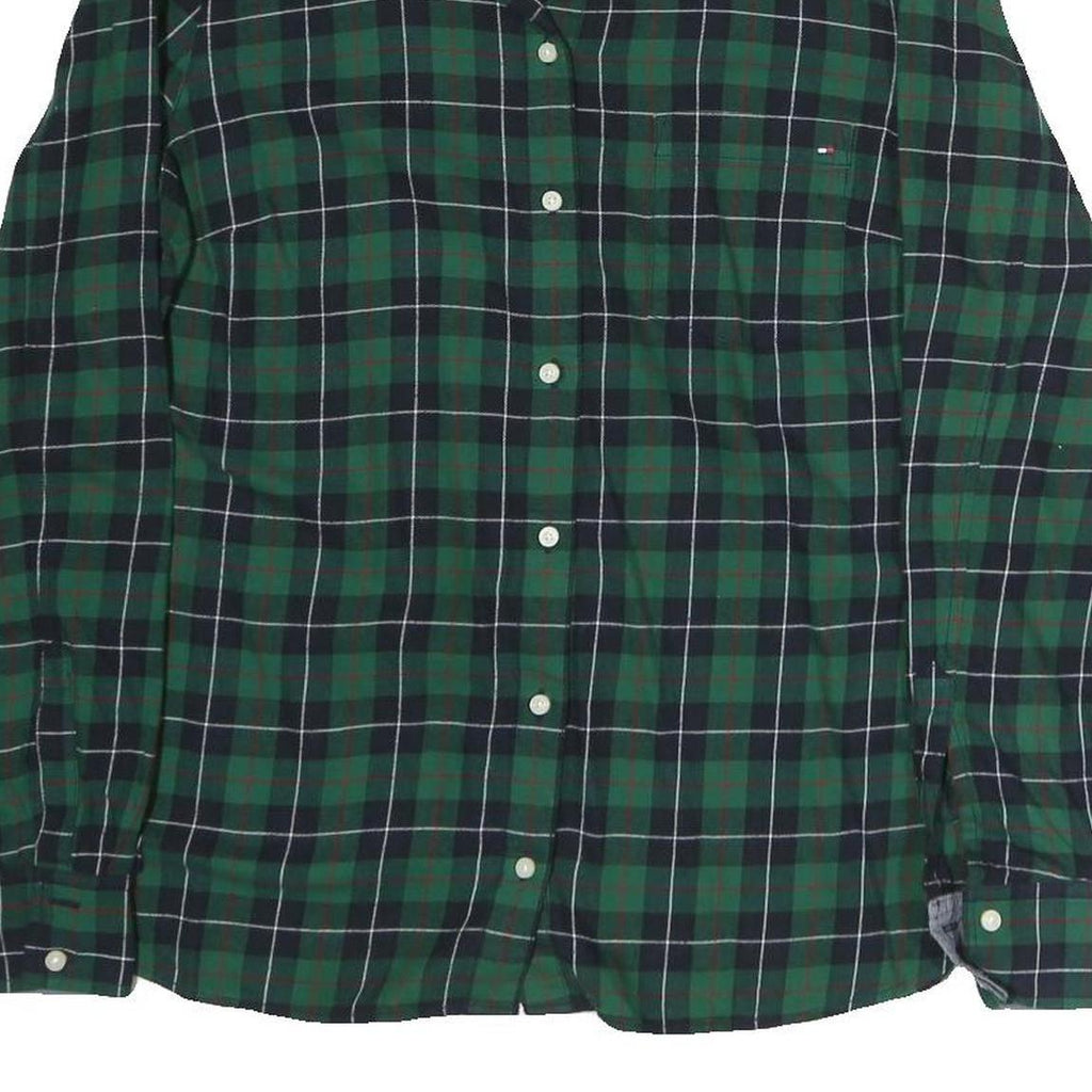 TOMMY HILFIGER Mens Green & Navy Check Shirt M Classic Button Shirt