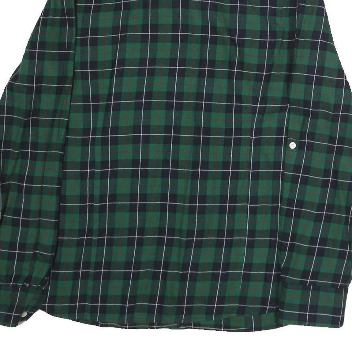 TOMMY HILFIGER Mens Green & Navy Check Shirt M Classic Button Shirt