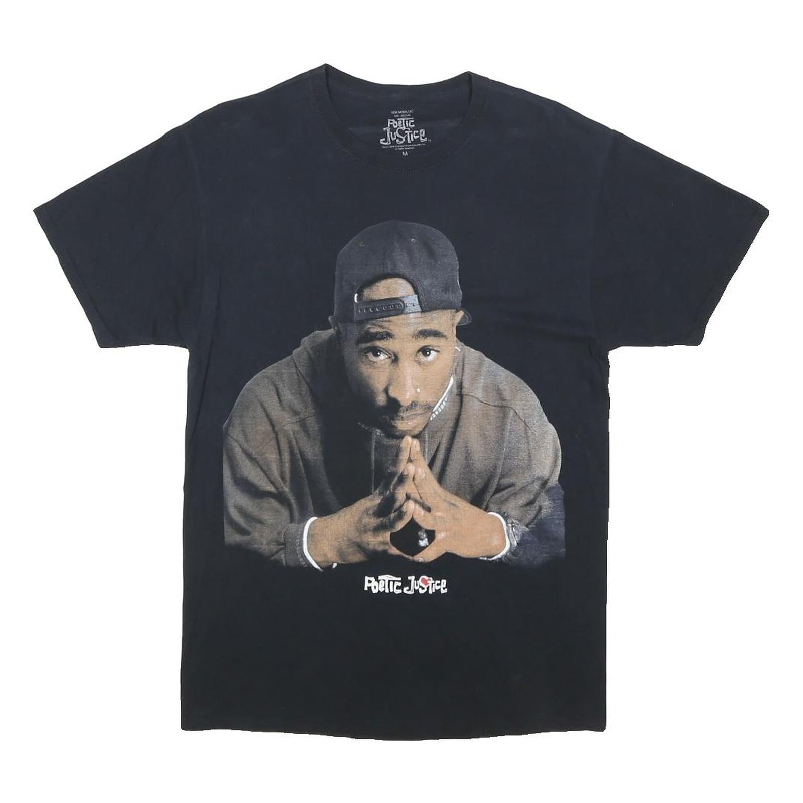 POETIC JUSTICE Mens Black Graphic T-Shirt M Short Sleeve Crew Neck Cotton Casual