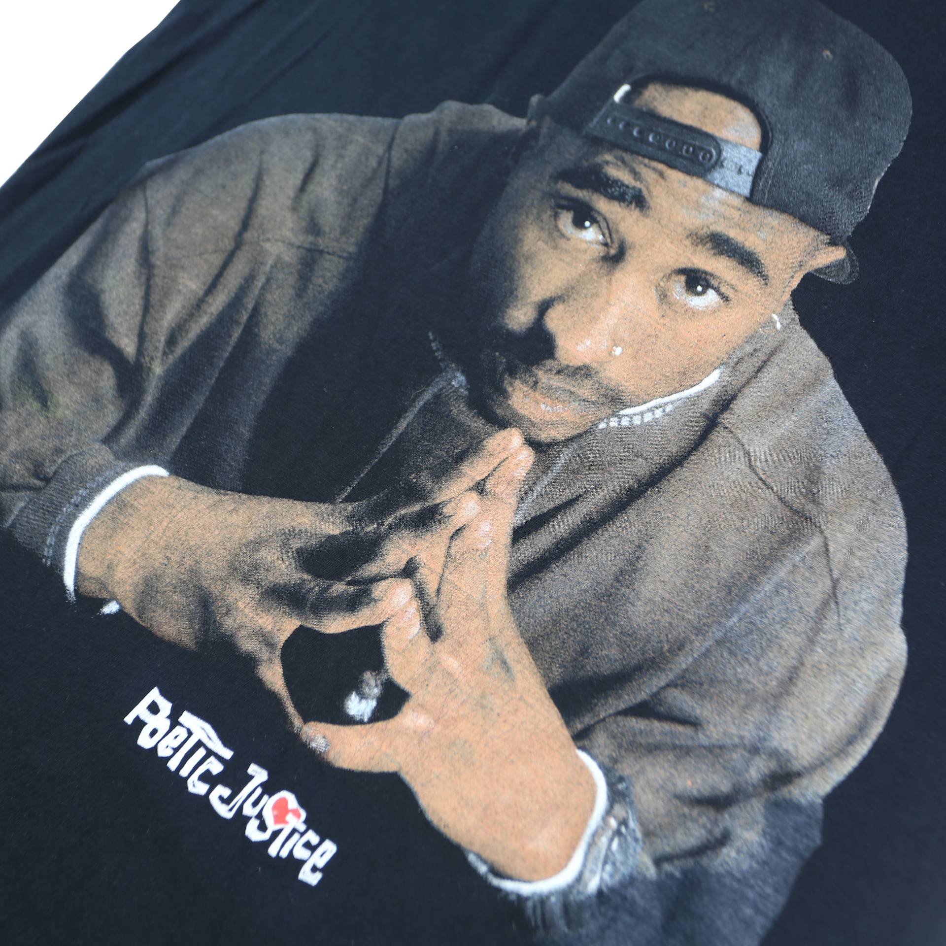 POETIC JUSTICE Mens Black Graphic T-Shirt M Short Sleeve Crew Neck Cotton Casual