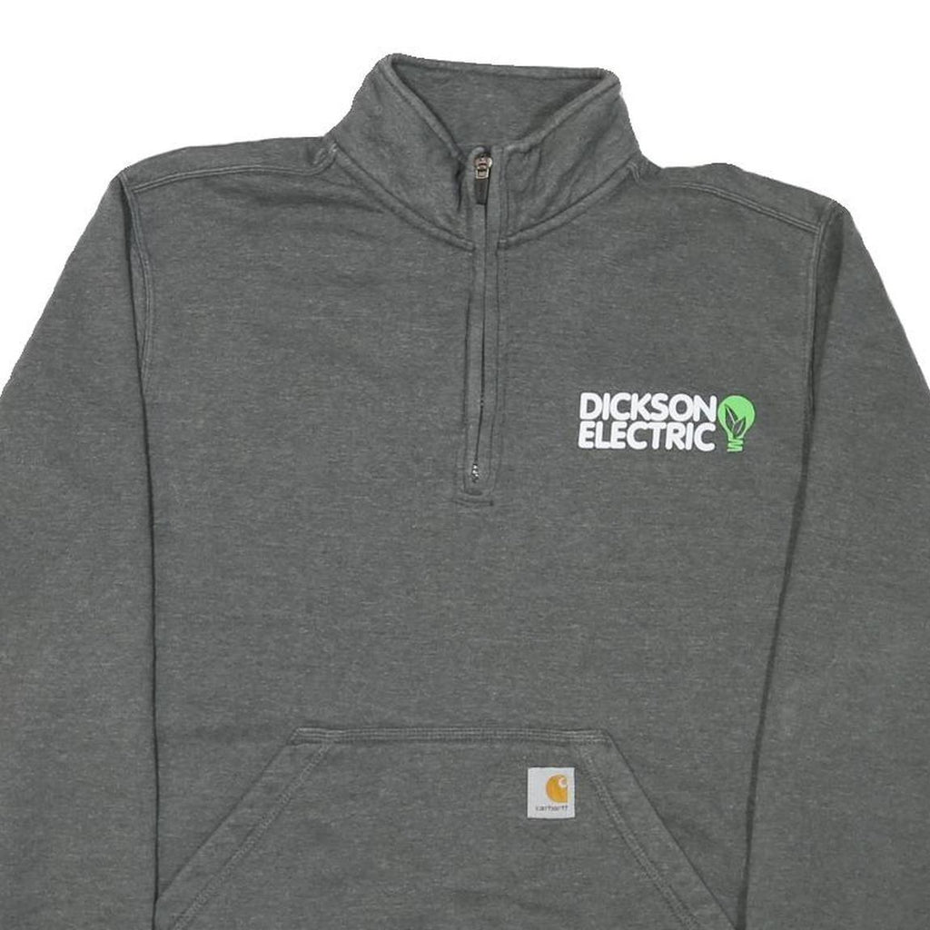 CARHARTT Mens Grey Dickson Electric 1/4 Zip S Cotton Blend Sweatshirt Workwear