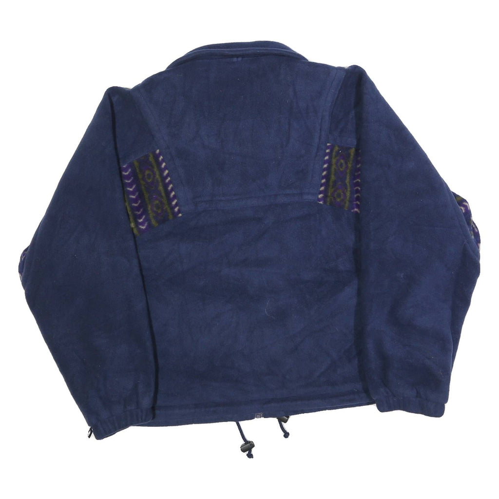 CB Womens Blue Full Zip Jumper Round Neck Basic Knit Plain M Casual Warm Fleece