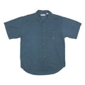 BUGLE BOY Mens Blue Cotton Casual Shirt L Button Pocket Embroidered Crest