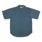 BUGLE BOY Mens Blue Cotton Casual Shirt L Button Pocket Embroidered Crest