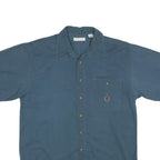 BUGLE BOY Mens Blue Cotton Casual Shirt L Button Pocket Embroidered Crest