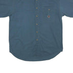 BUGLE BOY Mens Blue Cotton Casual Shirt L Button Pocket Embroidered Crest