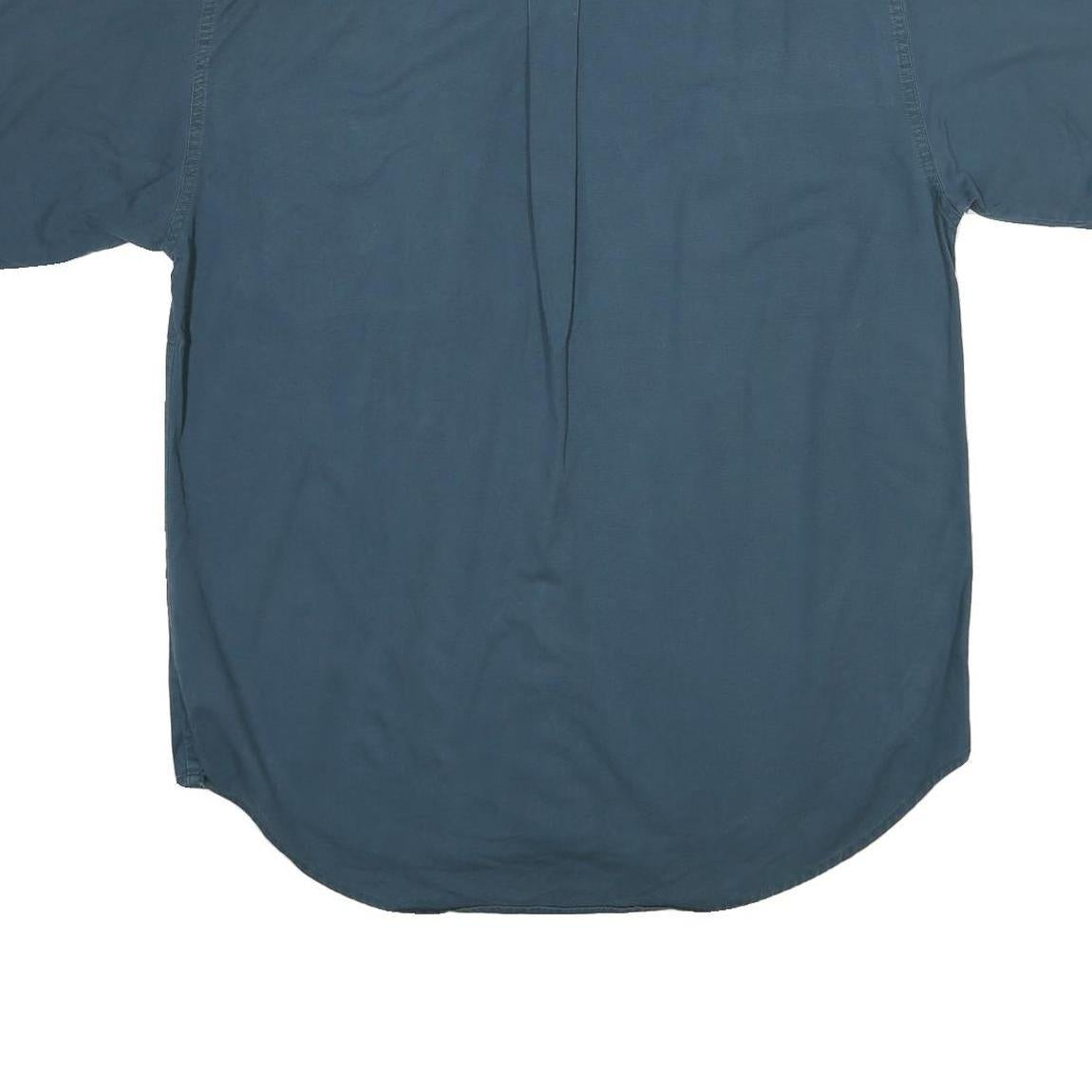 BUGLE BOY Mens Blue Cotton Casual Shirt L Button Pocket Embroidered Crest