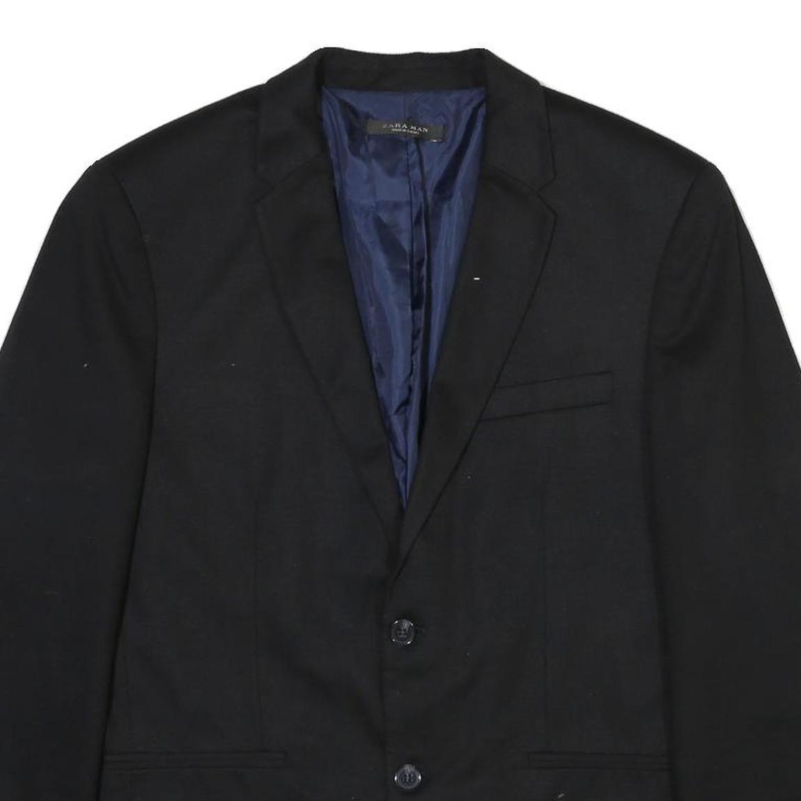 ZARA MAN Mens Black Jacket M Cotton Blend Classic Button Closure Plain Smart