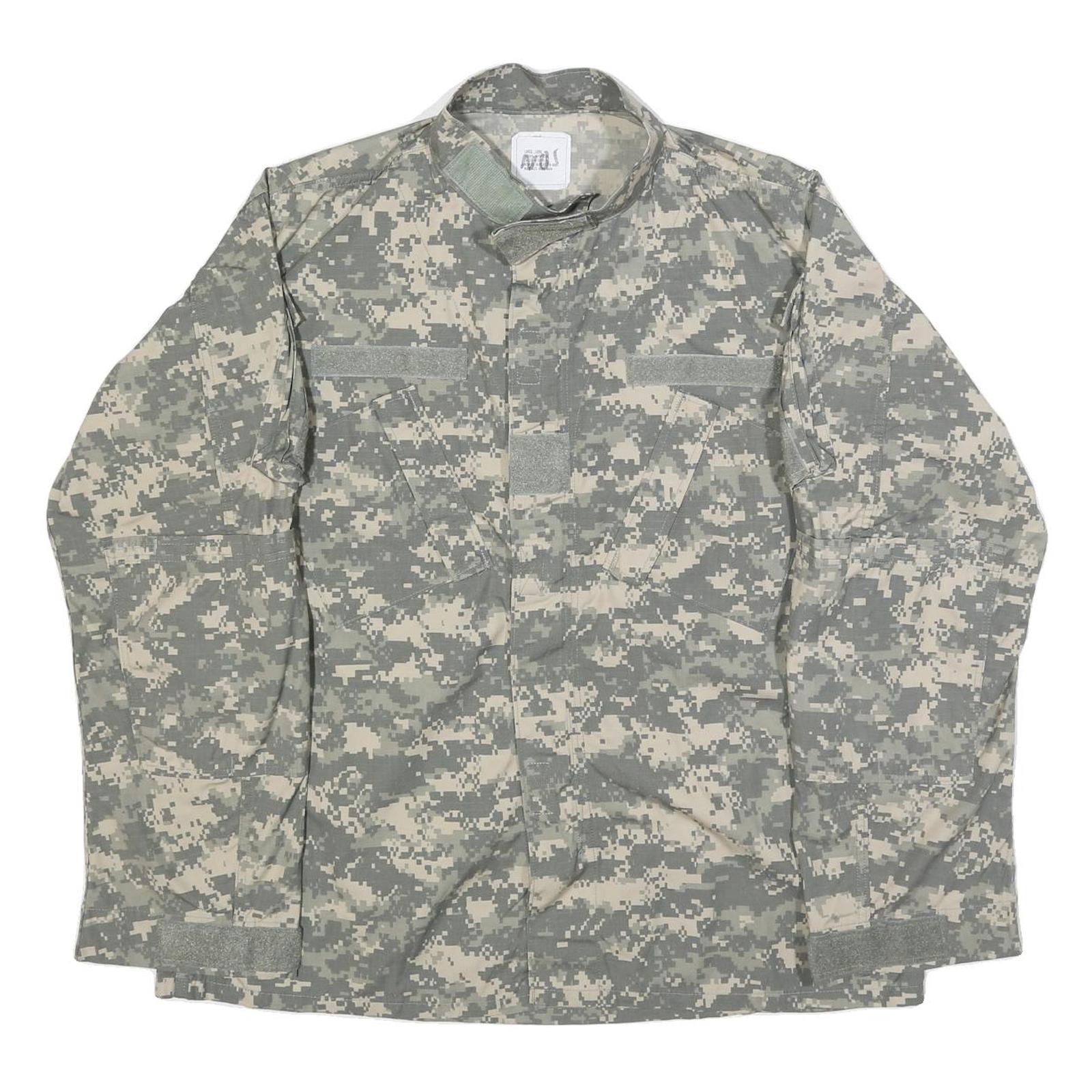 GOLDEN MFG. CO. Mens Grey Camouflage Military Cotton Blend Jacket L Zip