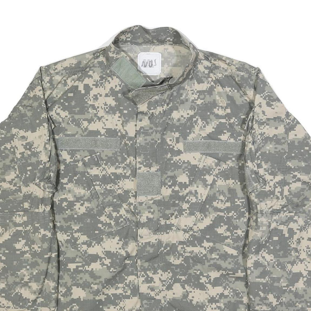 GOLDEN MFG. CO. Mens Grey Camouflage Military Cotton Blend Jacket L Zip