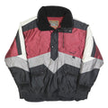 ENERGY Mens Red Black & White Zip-Up Classic Jacket XL Polyester Colourblock