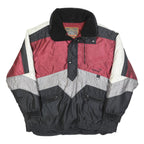 ENERGY Mens Red Black & White Zip-Up Classic Jacket XL Polyester Colourblock