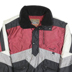 ENERGY Mens Red Black & White Zip-Up Classic Jacket XL Polyester Colourblock