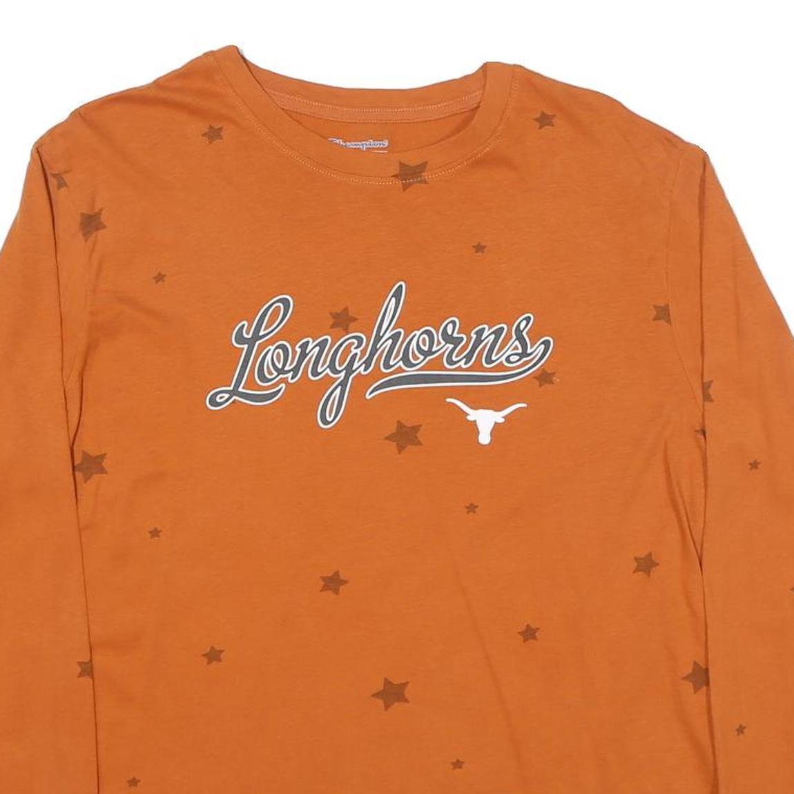 CHAMPION Mens Orange Longhorns Graphic T-Shirt XL Long Sleeve Crew Neck Stars