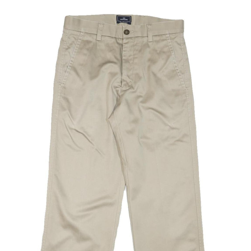 DOCKERS Mens Cotton Blend Beige Regular Straight Trousers W30 L29 Casual Smart
