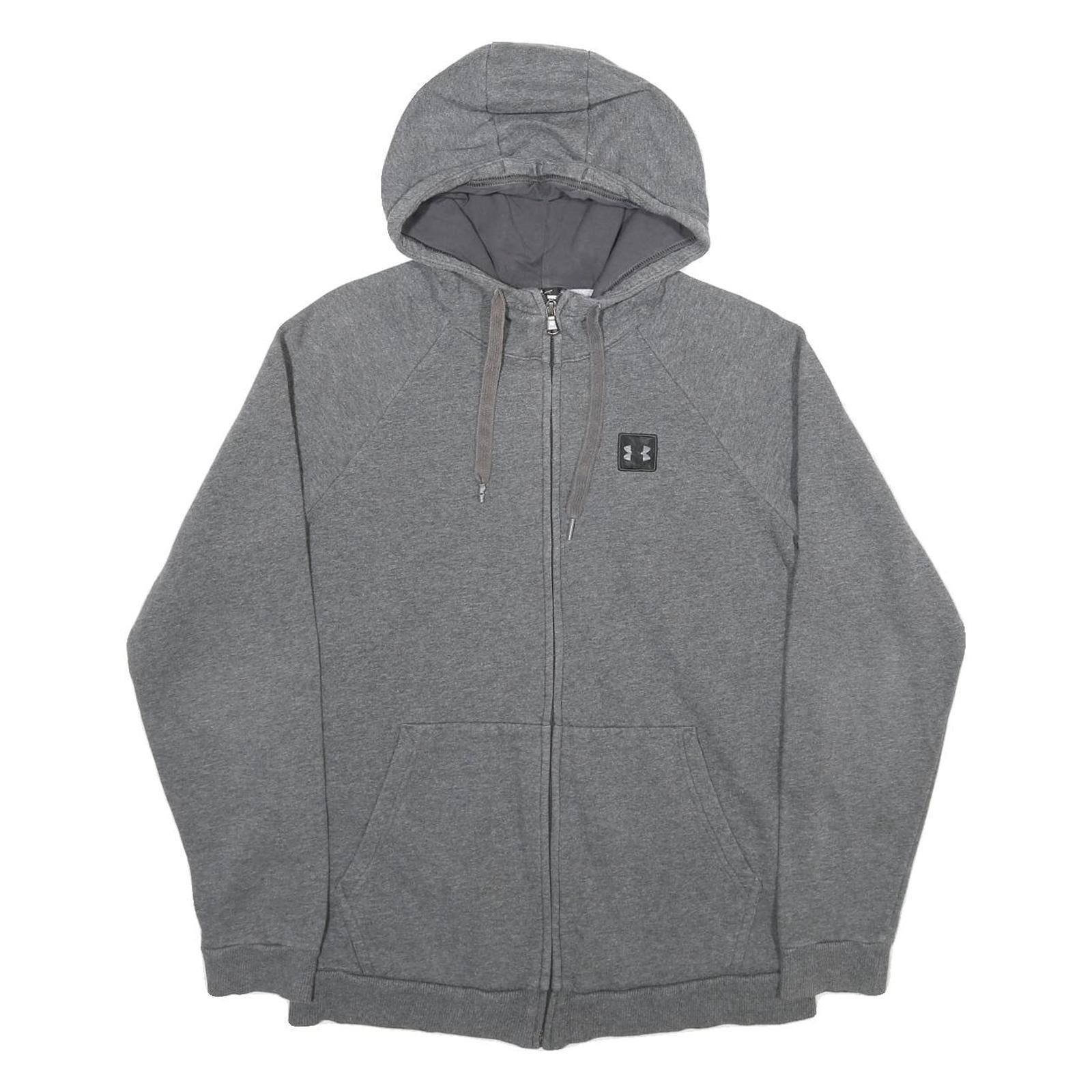 UNDER ARMOUR Mens Grey Full Zip Hoodie S Cotton Blend Casual Sportswear