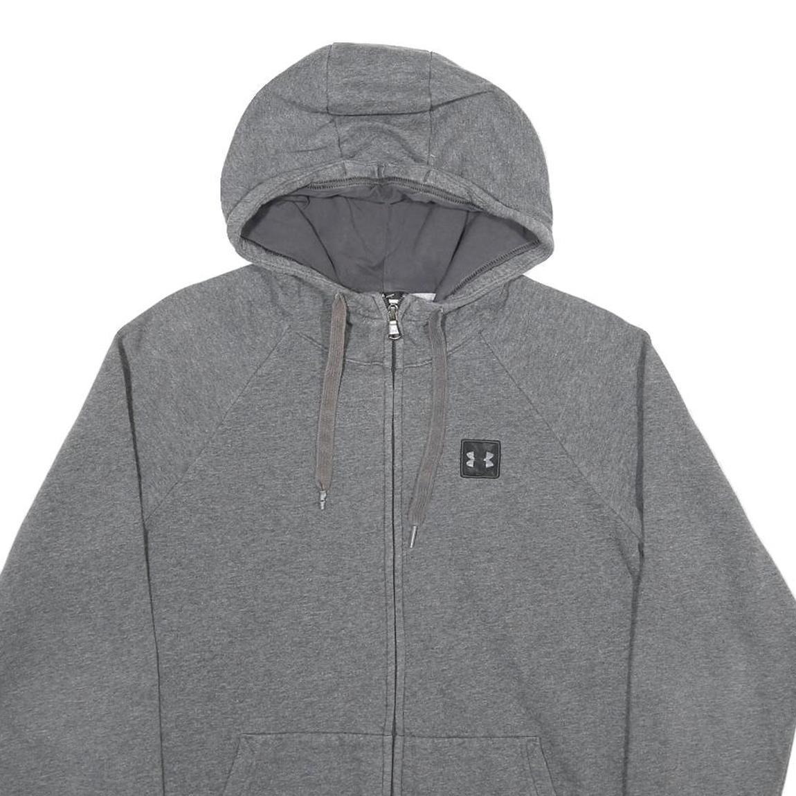 UNDER ARMOUR Mens Grey Full Zip Hoodie S Cotton Blend Casual Sportswear