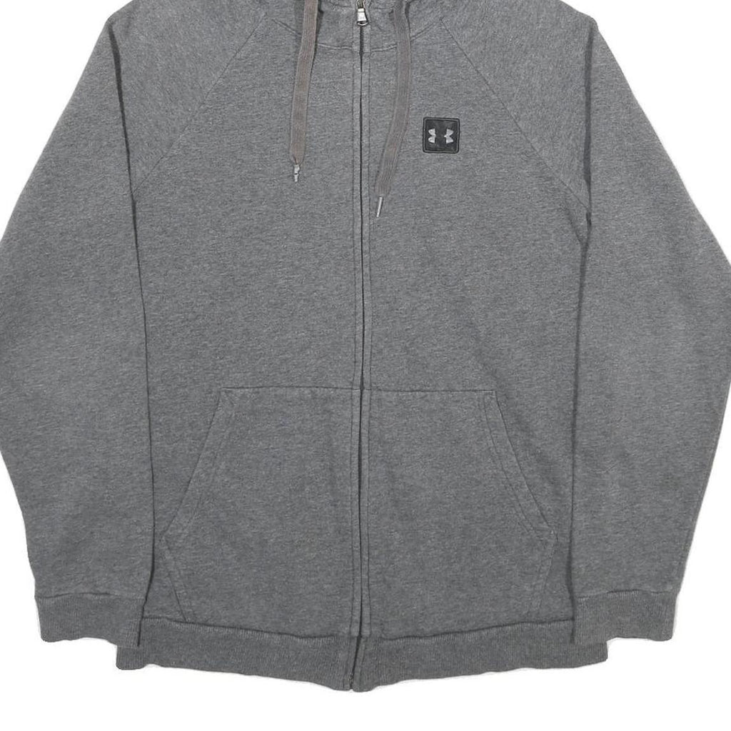 UNDER ARMOUR Mens Grey Full Zip Hoodie S Cotton Blend Casual Sportswear