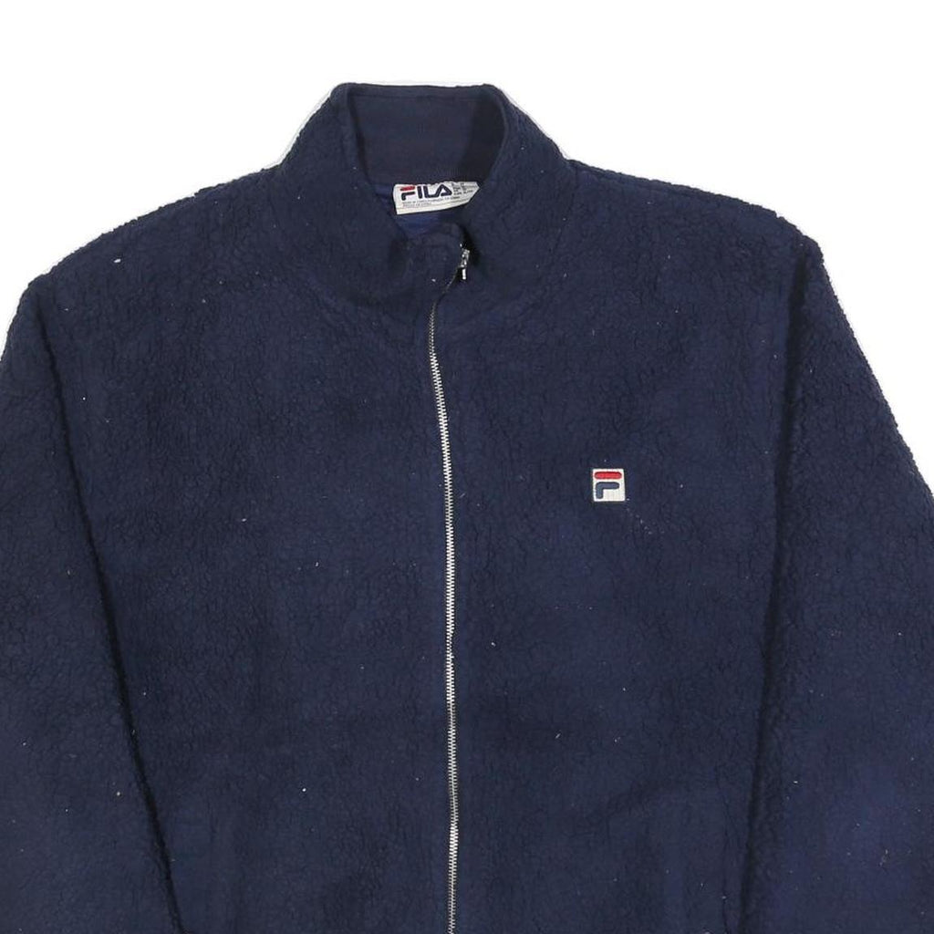 FILA Womens Navy Blue Classic Polyester Zip Up Fleece Jacket XL Casual Outerwear